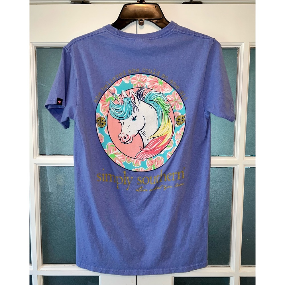SIMPLY SOUTHERN SHORT SLEEVE PURPLE UNICORN T-SHIRT 💖🦄